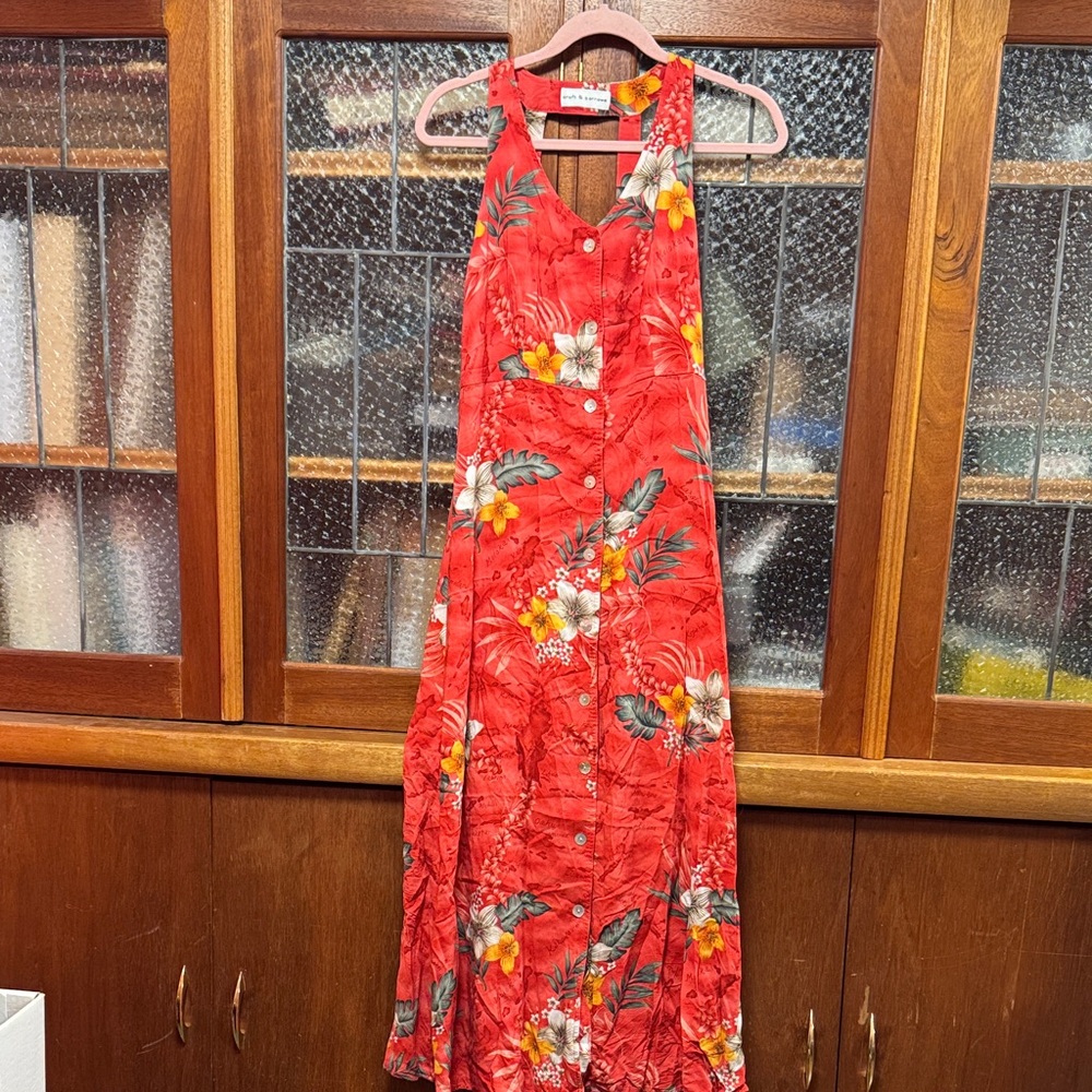 Croft & Barrow Red Hawaiian Maxi Dress (Moomoo?) Size 8